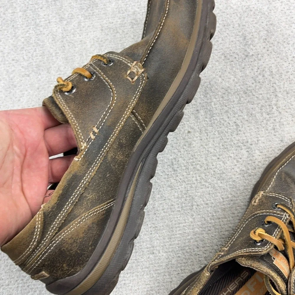 Skechers Men's Tevin Leather Boat Shoes Relaxed Fit Foam 63822 Size 10 US
